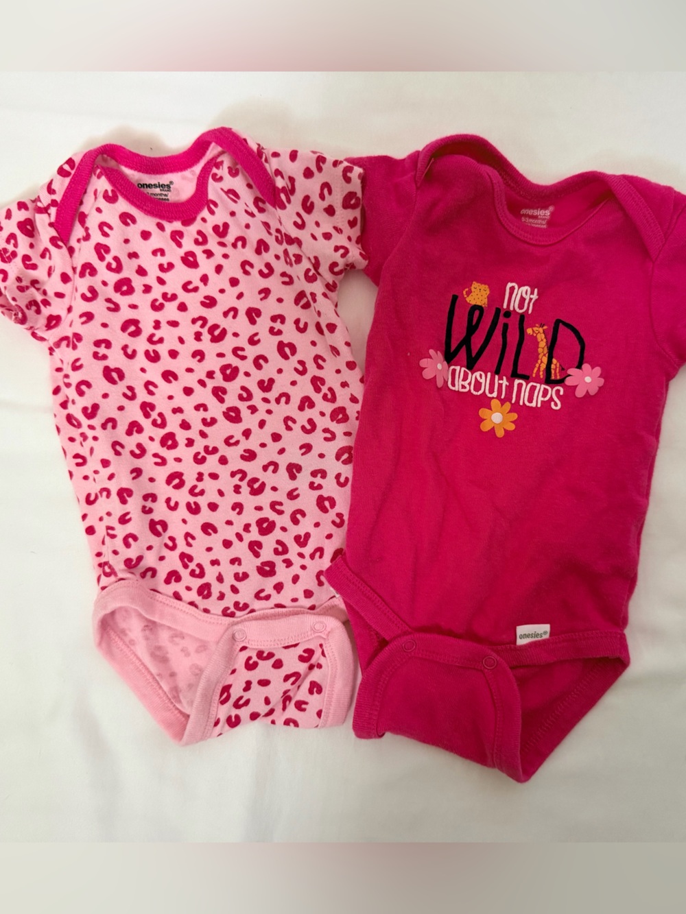 Gerber Baby Girl Bodysuits 0-3M Pink Leopard 2 Pack